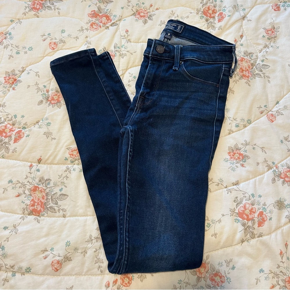 Dark Blue Women's Jeans Abercrombie Skinny